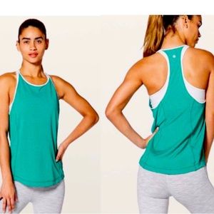 LULULEMON Time To Sweat Tank Racerback Singlet Silverescent My Race My Pace Top